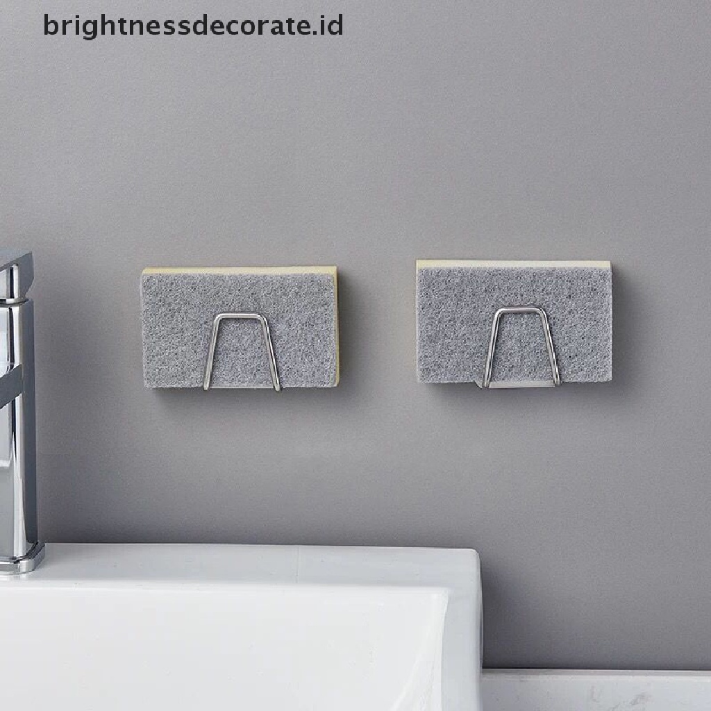 [Birth] Tempat Spons Wastafel Stainless Steel Dapur Self Adhesive Drain Drying Rack [ID]