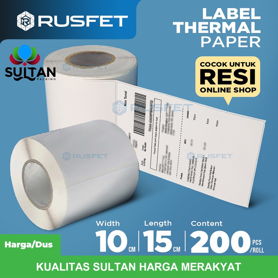 

Stiker Thermal Label Barcode/Label Resi 100 x 150mm 200pcs Per Dus/Kargo