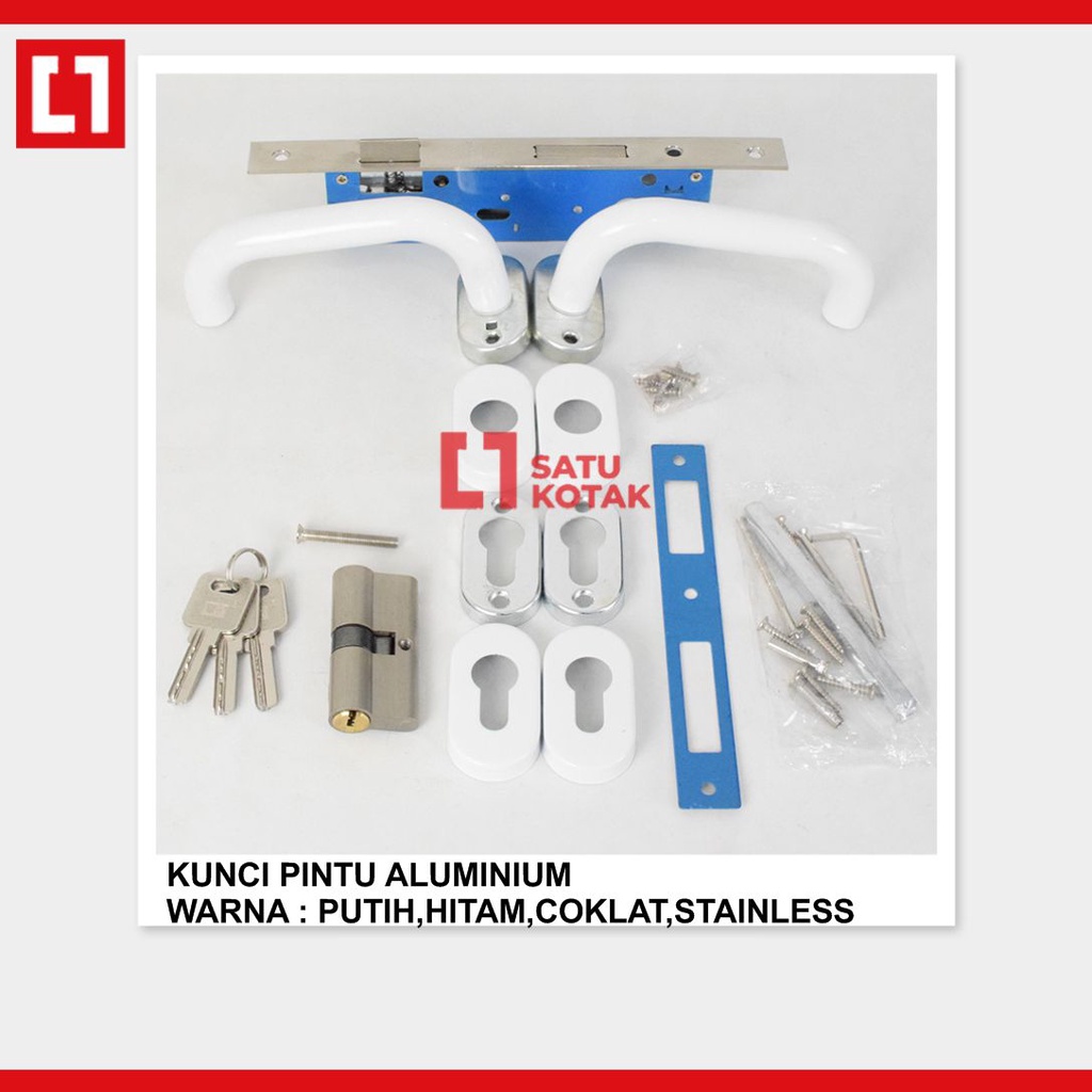 Handle Kunci Pintu Rumah Swing Aluminium 1 Set Komplit Oval - Weldom