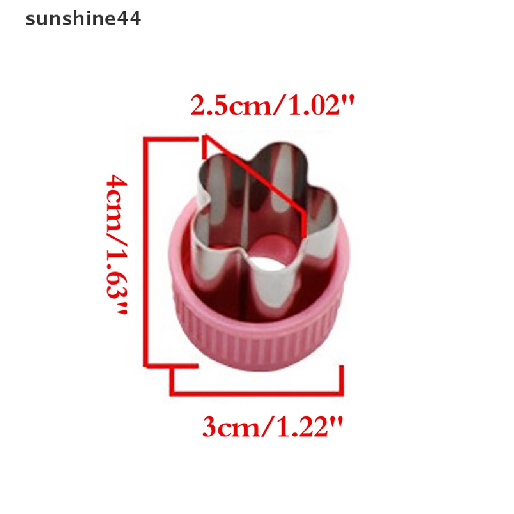 Sunshine DIY Pemotong Buah Makanan Mini Pemotong sandwich Bahan Stainless Steel Dengan Penutup Untuk Anak.