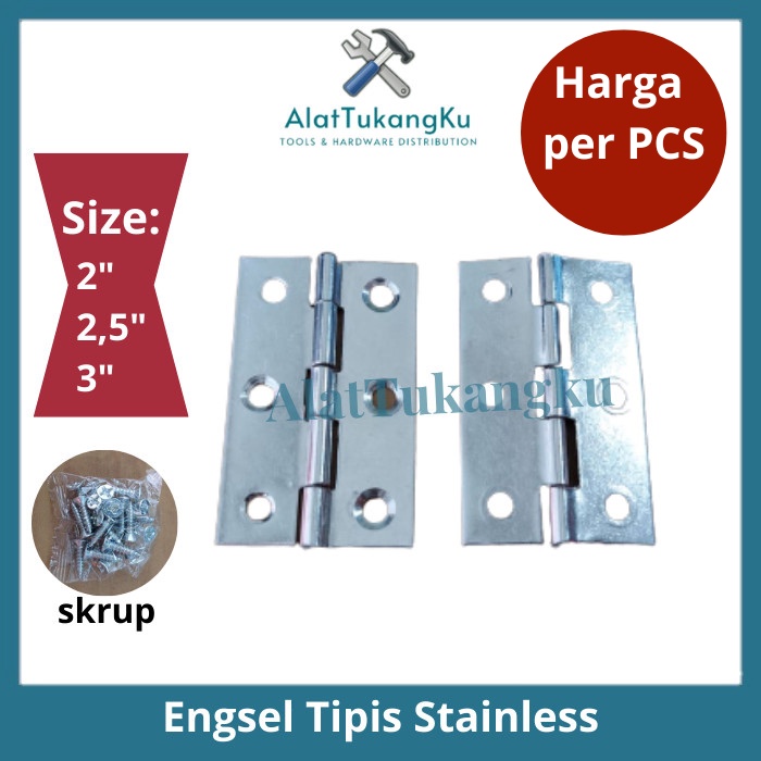 Jual Engsel Jendela Pintu Tipis Stainless Steel Inch Plus Skrup Engsel Kupu Tipis