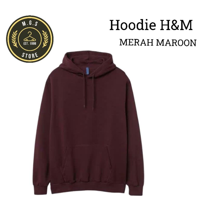 JAKET SWEATER HOODIE HNM H&M MERAH MAROON PRIA ATAU WANITA