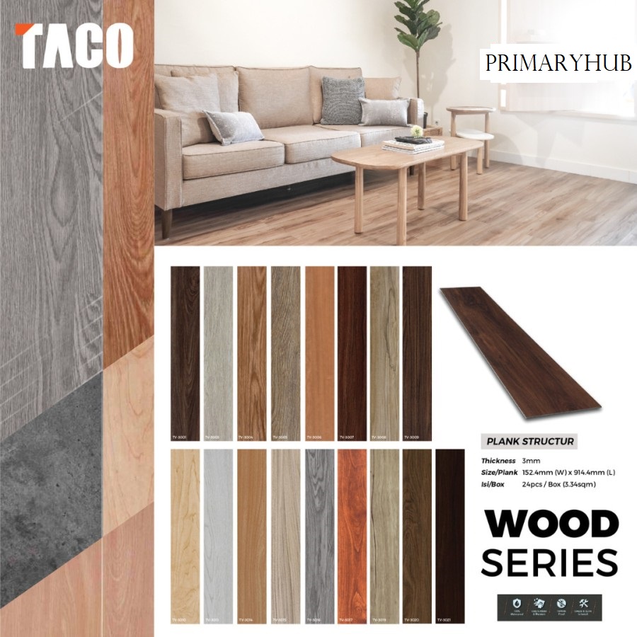 TACO Vinyl Lantai 3mm - Vinyl Plank TACO Tebal 3mm