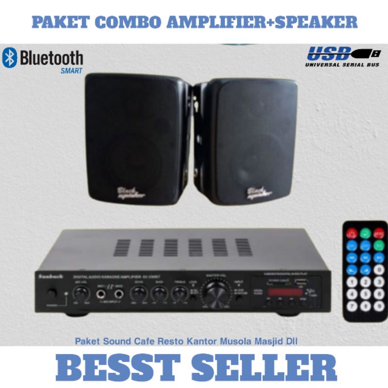 PAKET COMBO SOUND AUDIO AMPLIFIER + SPEAKER BLUETOOTH USB / PAKET SOUND MUSIK CAFE RESTO MUSOLAH