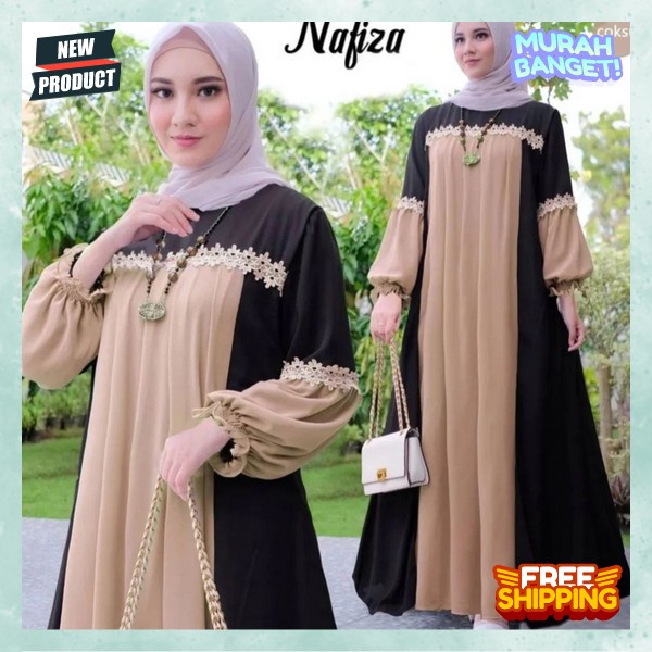 Pakaian Wanita Bsju Gamis Terbaru Gamis Hitam Polos Premium Lebaran Muslimah Pesta Kondangan Bju Gmi