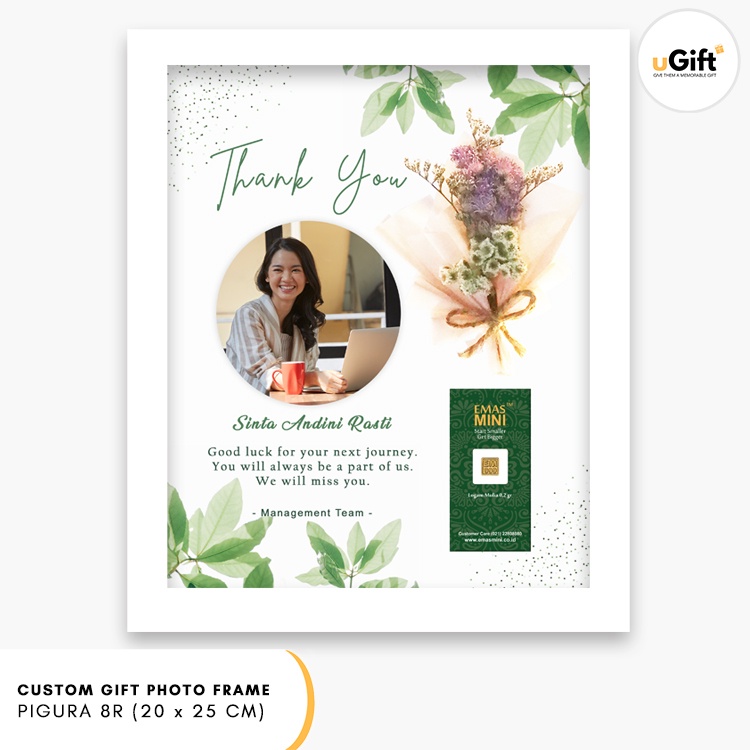 Custom Gift Photo Frame Pigura 8R (20x25 cm) Kado Perpisahan Farewell | Kado Wisuda | Kado Pensiun