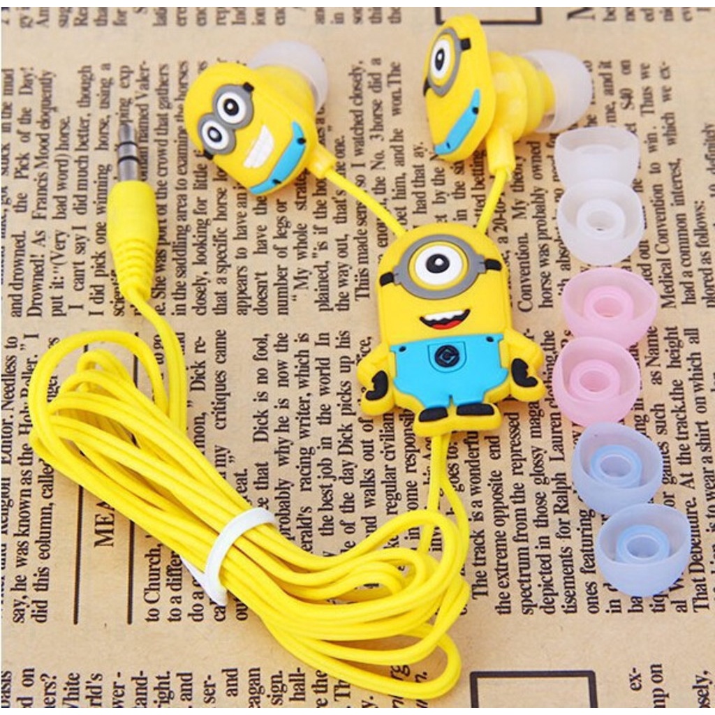 Tiga Headphone Kabel Yellow Man Kecil In Ear Earphone 3.5mm Headset