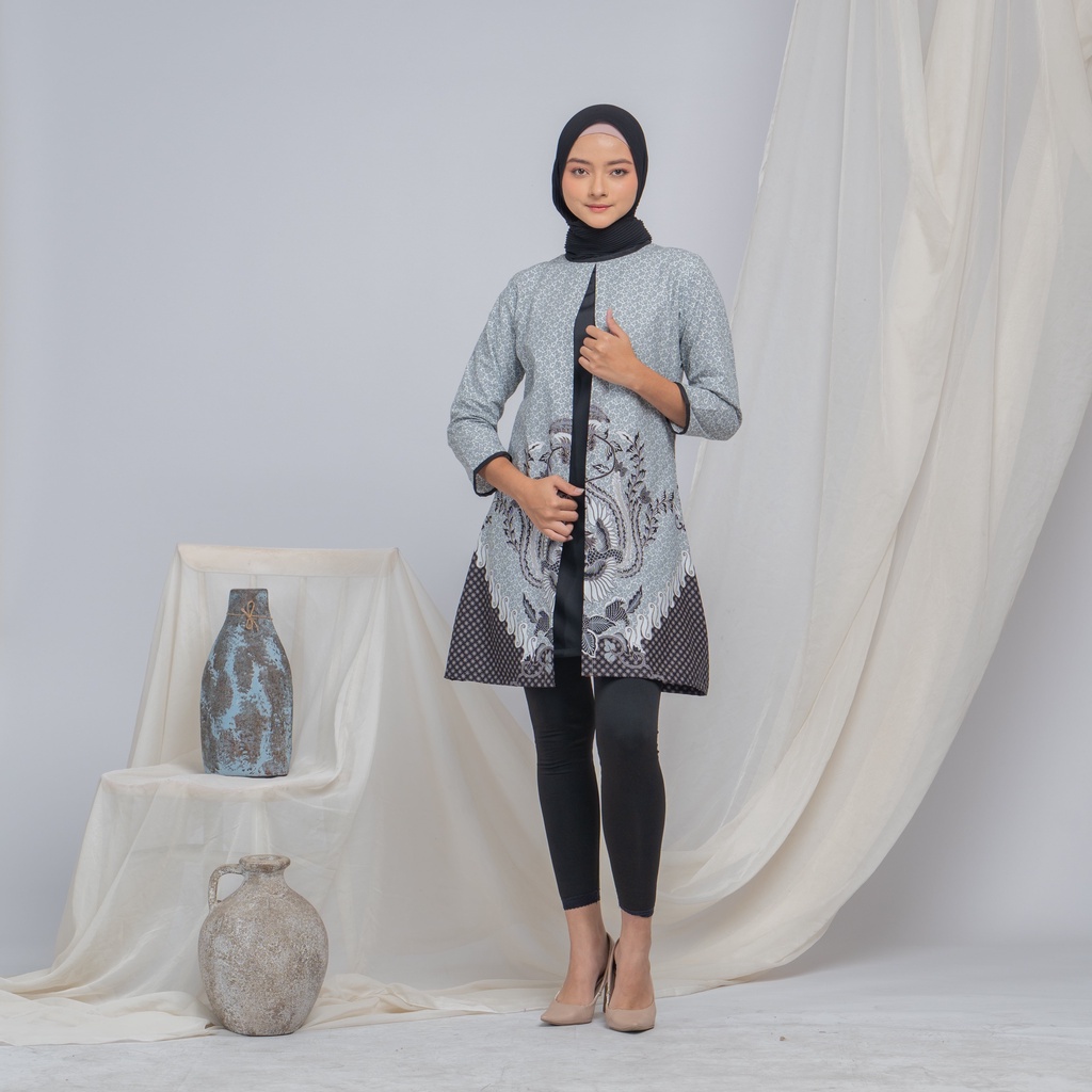 TUNIK KASYAIRA | BAJU BATIK WANITA MODERN MONALISA SIZE M L XL  | BAJU KERJA MUSLIMAH TRENDY - LANGITJUA BATIK SOLO