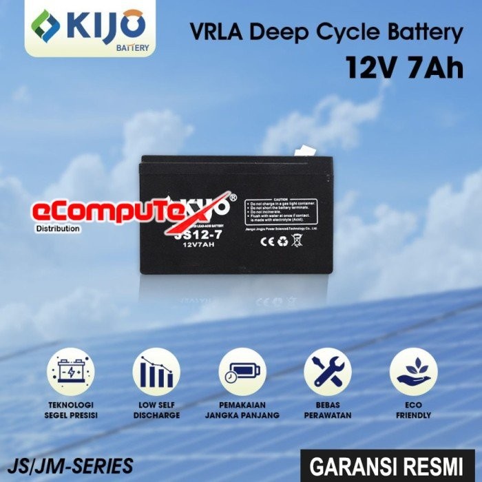 BATERAI UPS VRLA 12V 7AH KIJO / BATTERY AKI KERING 12 VOLT 7 AH ACCU