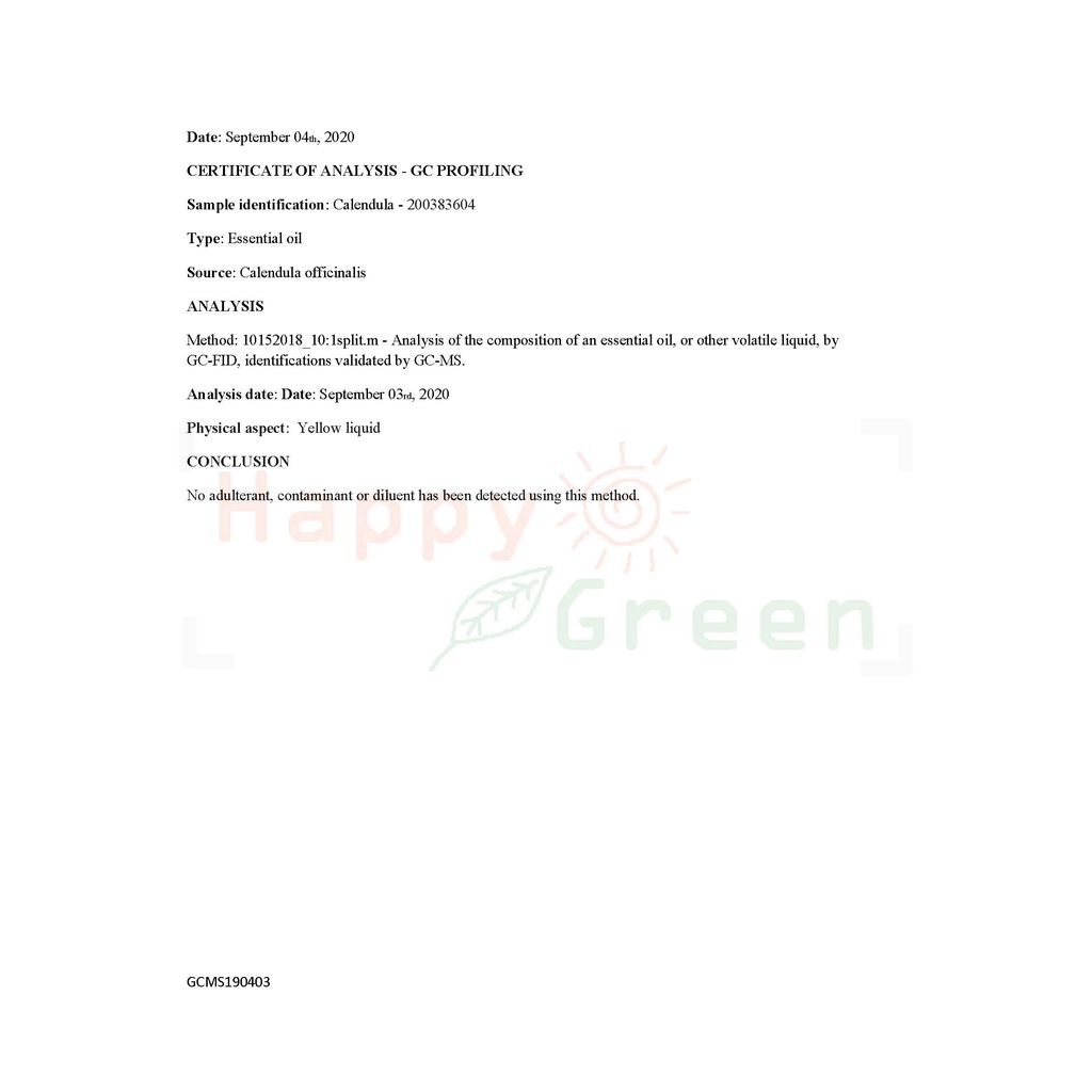 Happy Green Calendula Infused Oil (10 ml) - Minyak Calendula Murni