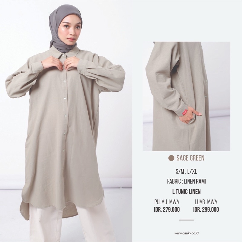 L tunic basic linen dauky tunik dauky