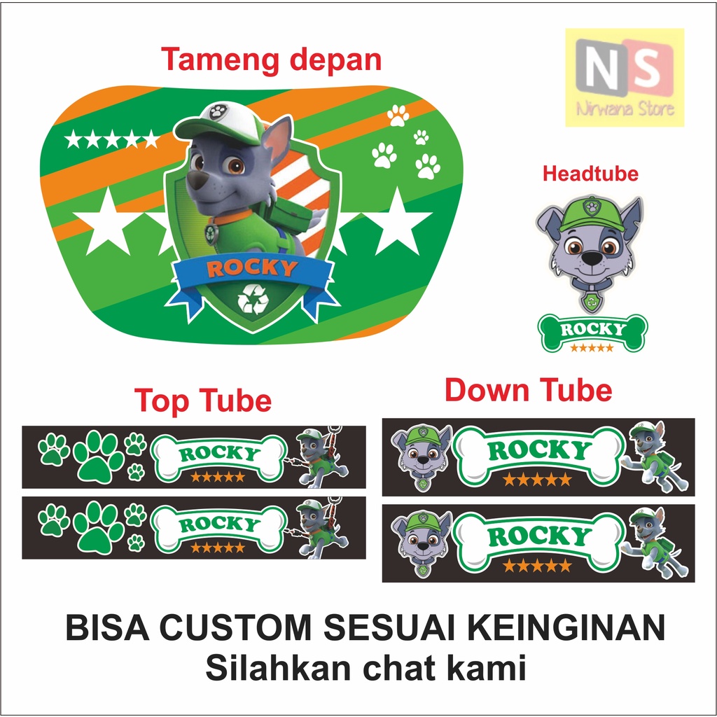 Stiker sepeda anak lucu custom karakter sepeda roda 4