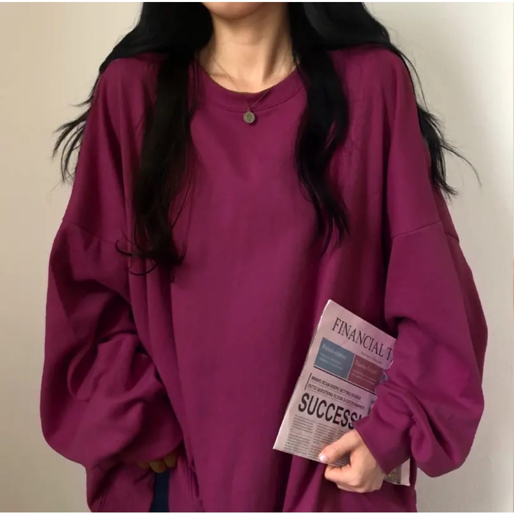 Sweater Batwing XXXL Oversize Basic Oblong | Sweater Wanita Bigsize | Sweater Polos-magenta
