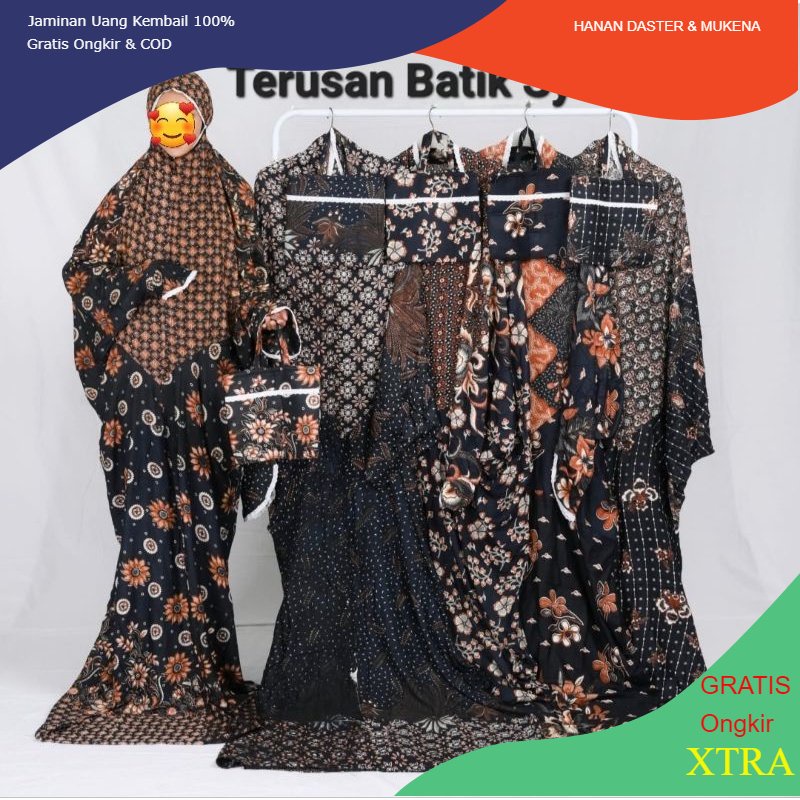 Mukena TERUSAN Dewasa Batik Mewah Hitam Size Jumbo