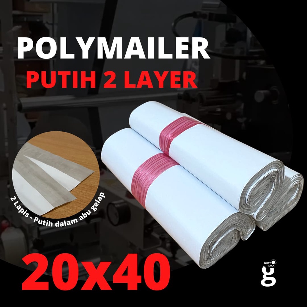 

20x40CM Plastik Packing Polymailer Putih LDPE/ Sablon Plastik Online Shop