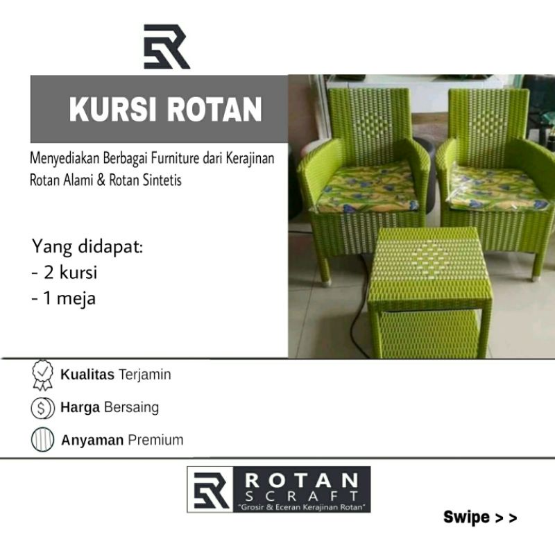 Kursi Makan / Ruang Tamu Rotan Alami Sintetis 1Set