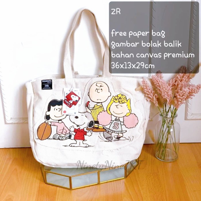 ZARA SNOOPY PEANUTS TOTE BAG / TAS ZARA FH52 / TAS IMPORT