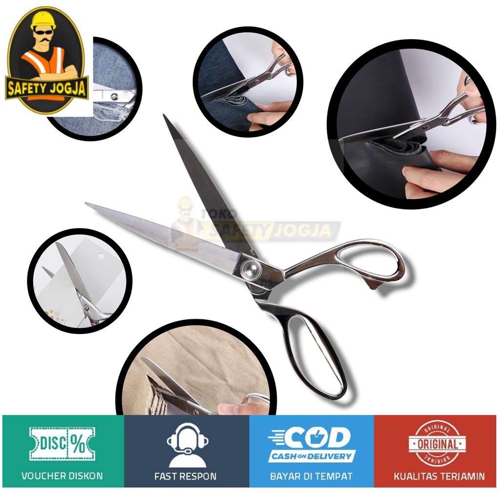 Gunting Kain Sewing Scissors Stainless Steel Shears XIZHI YUAN  10.5 Inch - K38 - Silver