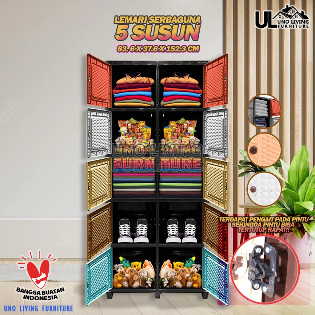 Lemari Plastik Serbaguna DOUBLE 5 SUSUN Tabitha CLICKS Tabitha LOKI LOKER SERBAGUNA Lemari Pakaian CABINET LEMARI TABITHA LEMARI SWING