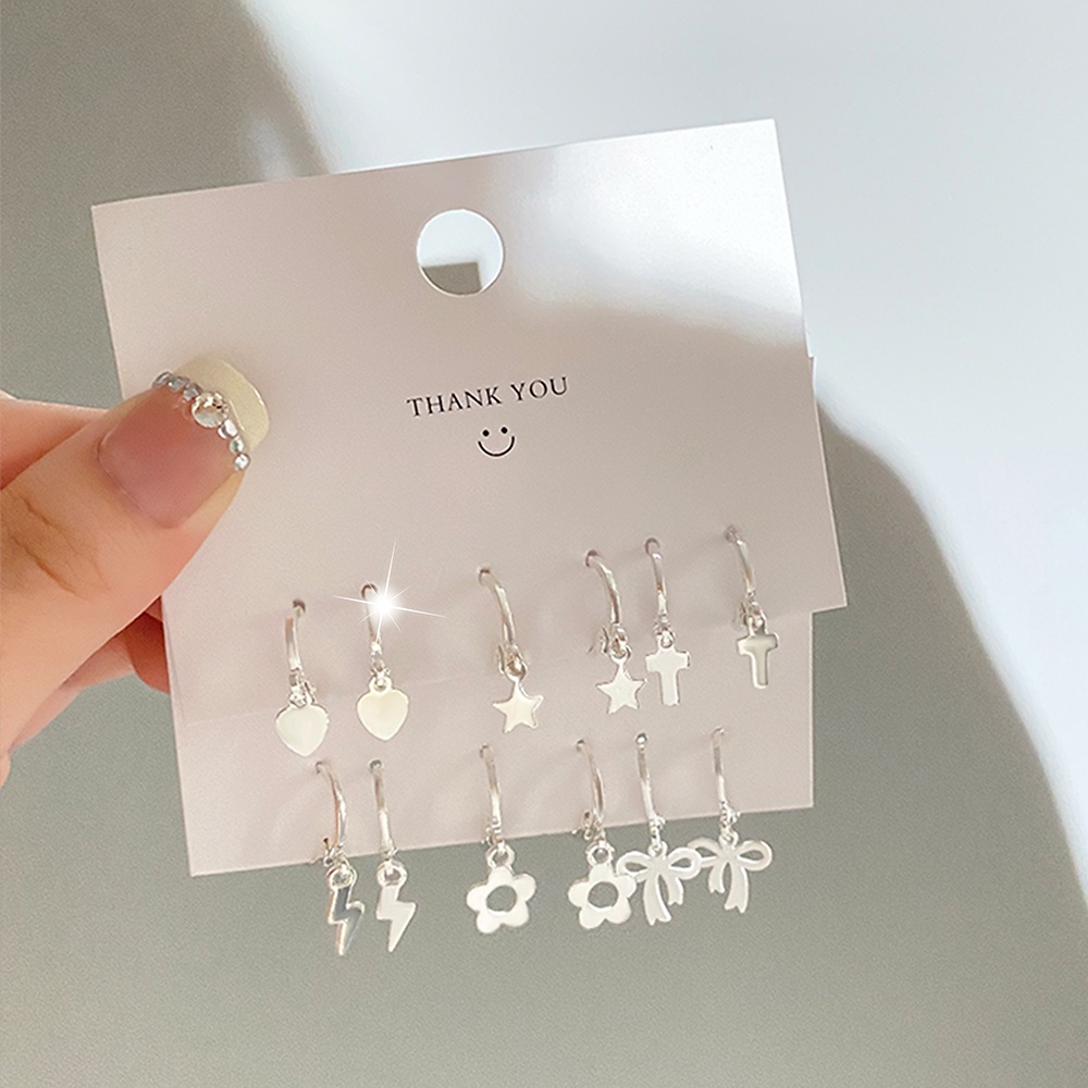 Ornamen Ins Cinta Set Anting Anting Pribadi Anting Kartu Merasa Tingkat Tinggi