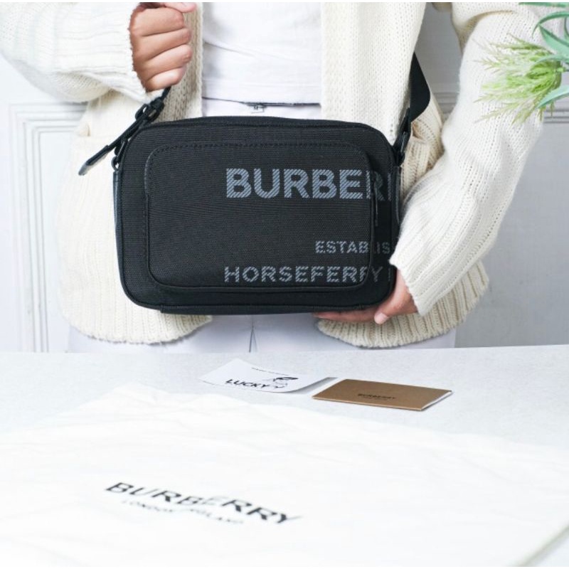 Burberry Horseferry Nylon Crossbody Bag In Black - ORIGINAL 100%