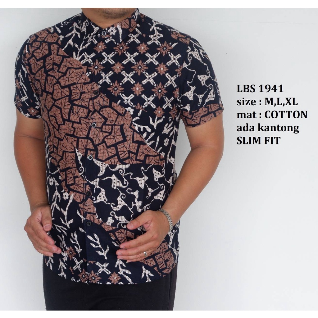 Baju Batik Pria Slimfit Kemeja Lengan Pendek Slim Fit LBS 1941