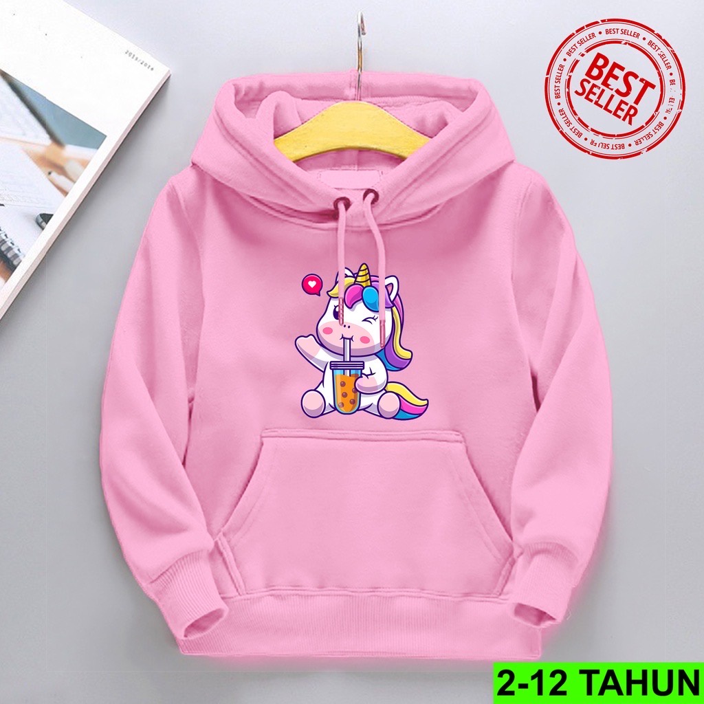 LOVE BOBA UNIC0RN Jumper Hoodie Anak II Jaket Hoodie Anak Viral Bahan Fleece Size M - XL ( Laki Laki &amp; Peremepuan )