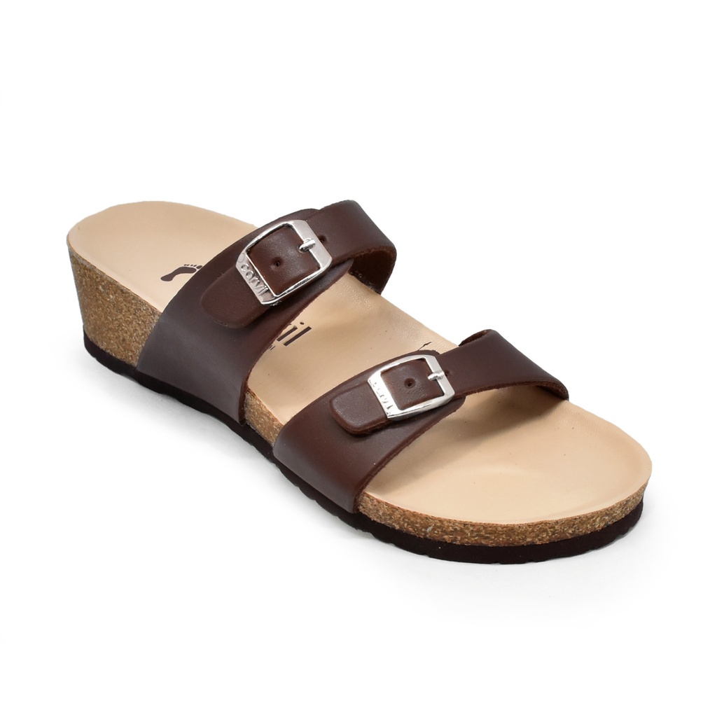 Carvil Parisian 02 L Sandal Slide Casual Wanita Brown _A67