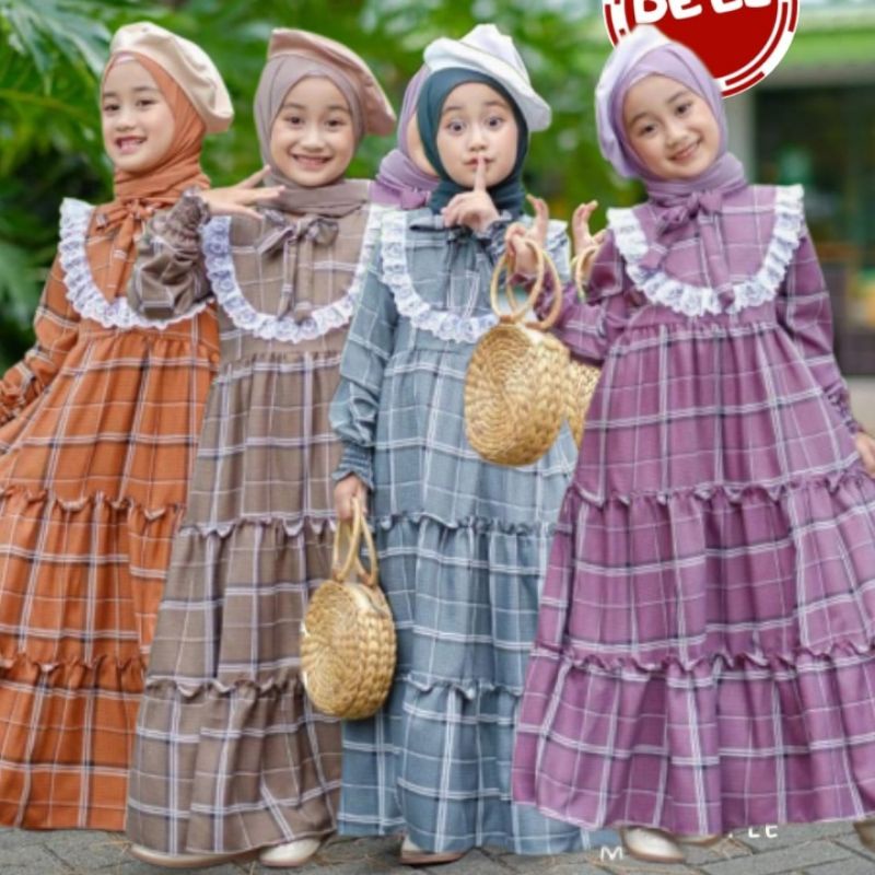 ATHAYA DRESS GAMIS ANAK MOTIF KOTAK KOTAK BAHAN RAYON