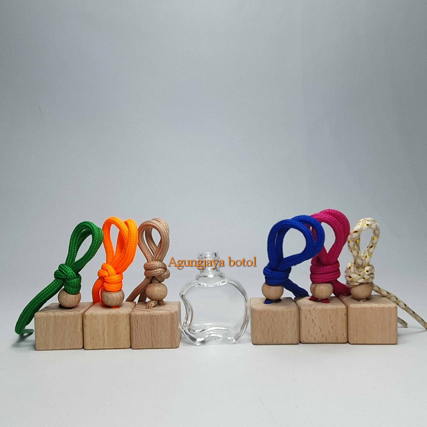 Botol Kaca Parfum Gantung 10 Ml Apel Tutup Kayu Kotak / Botol Kaca / Botol Kaca Parfum / Botol Parfu
