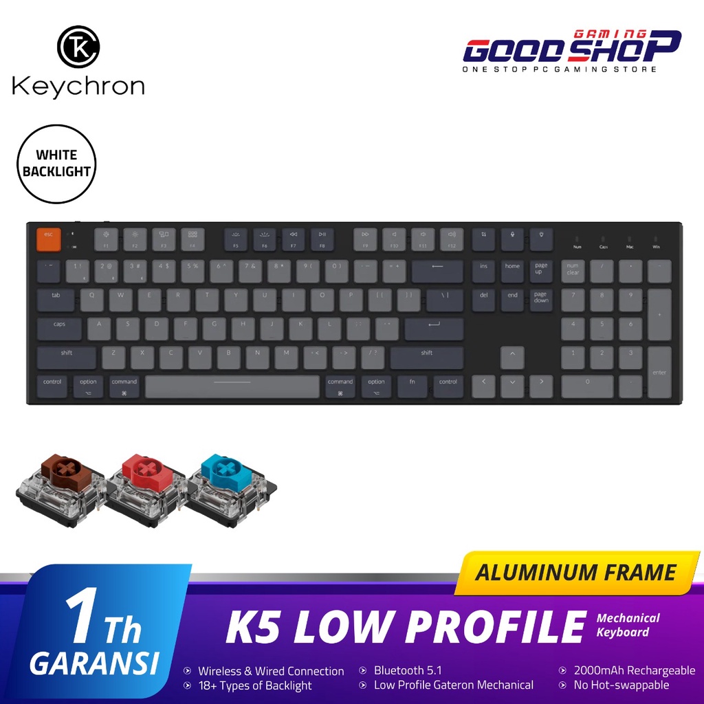 Keychron K5 Full SIze White Backlight Gateron Mechanical Aluminum Body