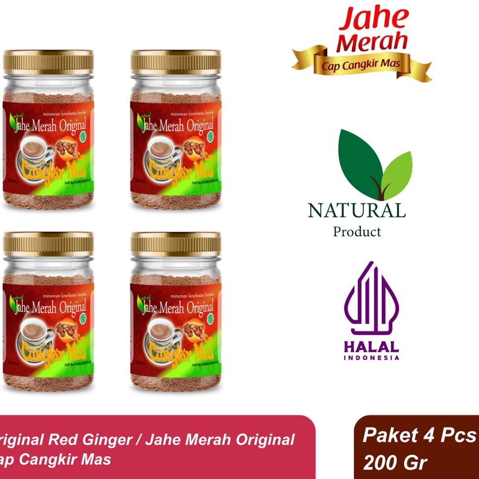 

♂ Cangkir Mas Jahe Merah Original Toples 200 Gram (Paket Promo 4 Pcs) ✸