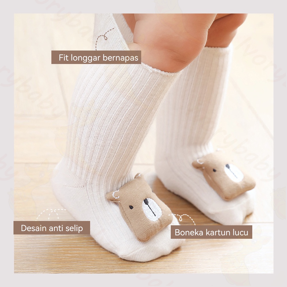 Ivorybaby Kaos kaki bayi panjang anti slip Kaus kaki bayi boneka 3d Baby sock