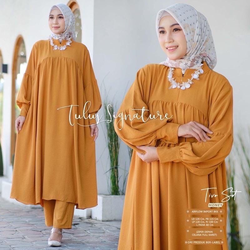 MELIDA SET // SETELAN TUNIK LONG CRINCLE AIRFLOW