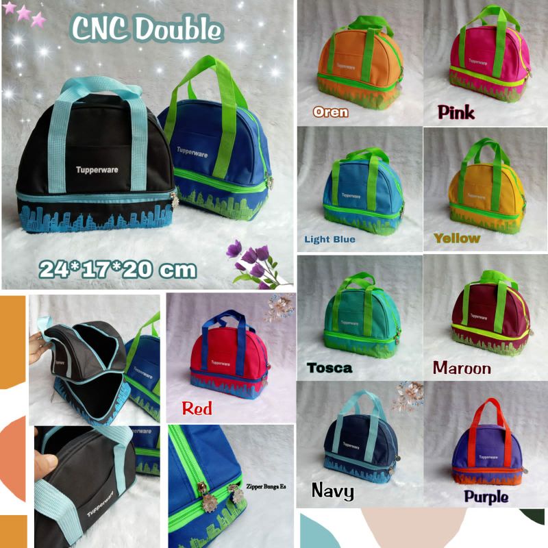 Tas bekal makan CNC Double Zipper bunga Es/ CNC Jumbo