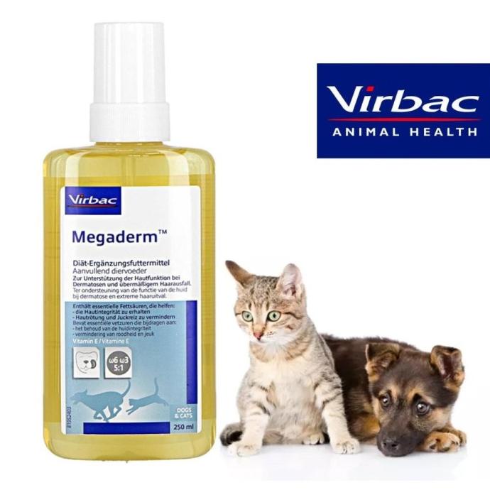Virbac Megaderm 250 ML Vitamin Bulu Kulit Kucing Anjing Botol