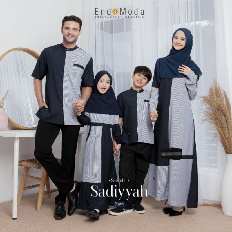 ENDOMODA SADIYAH NAVY SARIMBIT KELUARGA BAJU COUPLE 2023 ORIGINAL