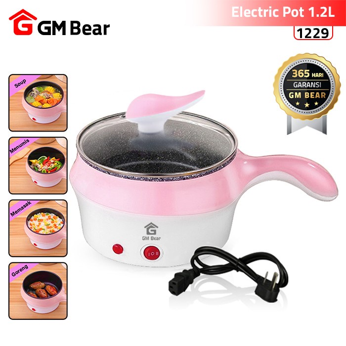 panci listrik GM Bear Panci Elektrik Portable Panci Serba guna 1229-Steam Pot(J7B6) Panci Listrik sa