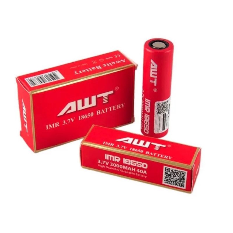 Baterai Awt merah 3000mAh imr 18650 3.7V