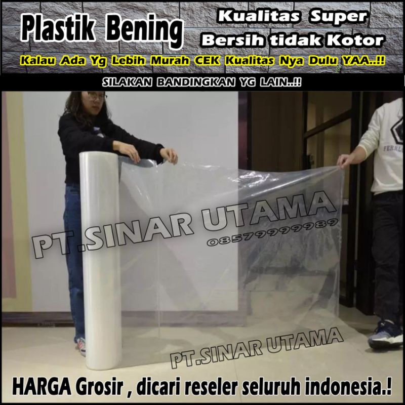 Plastik Cor Jumbo Bening Plastik Meter Meteran Roll Lebar 1.5m - 3m Renovasi Bangunan Penutup Tembok Lantai Keramik Kaca C