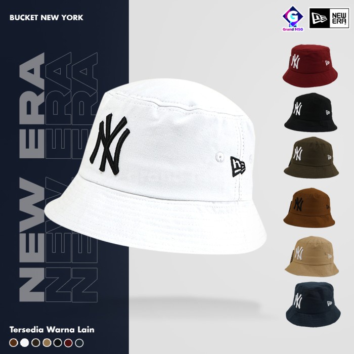 Topi Topi Bucket New Era Pria Wanita, Bucket Hat Grade Original, Streetwear