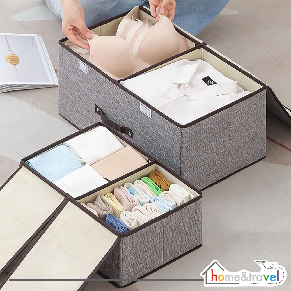 HOVELSHOP Kotak Tempat Penyimpanan Serbaguna Baju Mainan Storage Box Organizer Double Lipat Praktis