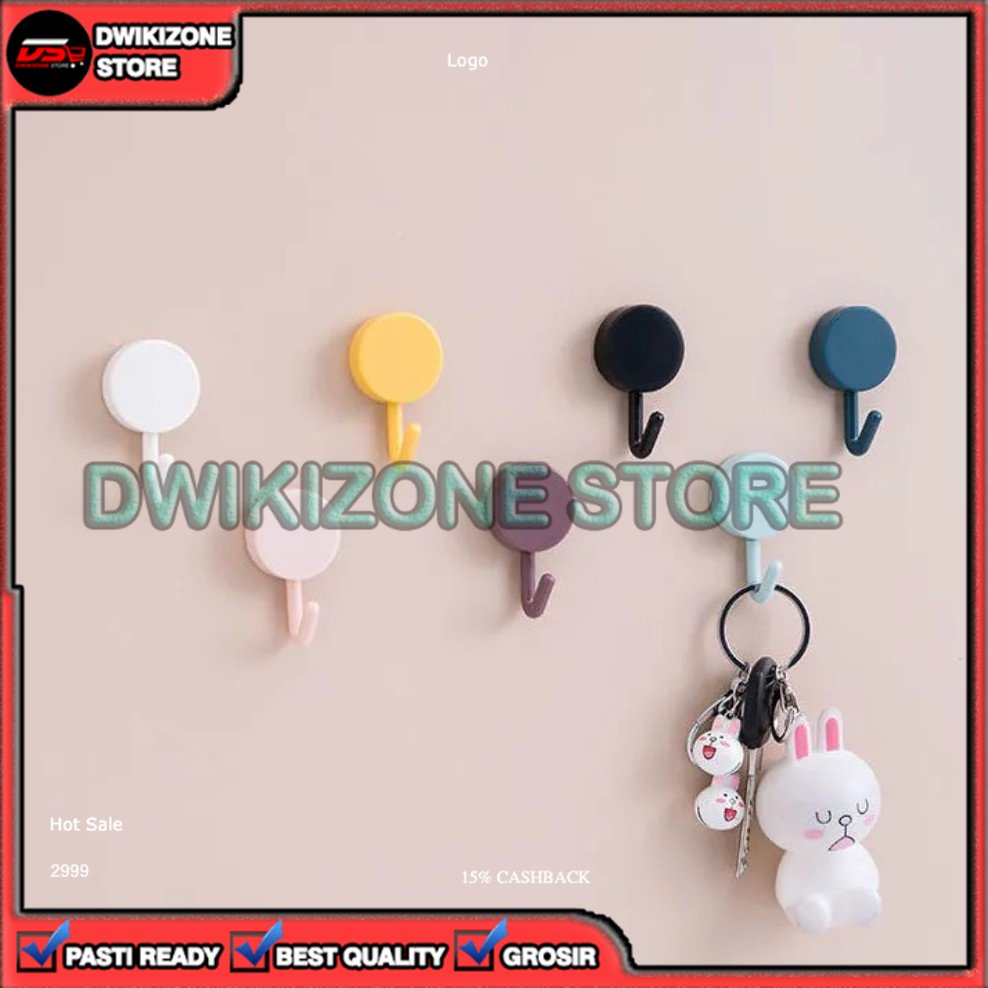 [GROSIR] WALL HOOK KAIT GANTUNGAN BULAT TEMPEL TEMBOK DINDING SERBAGUNA