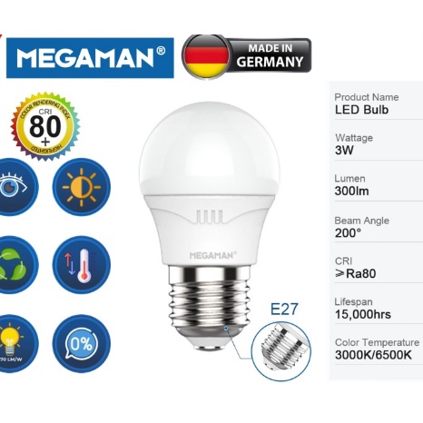 LAMPU LED / BOHLAM MEGAMAN A-BULB YTA50Z1 3W / 3 WATT (GARANSI RESMI)