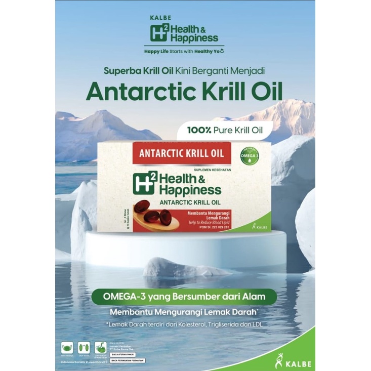 H2 HEALTH &amp; HAPPINESS ANTARCTIC KRILL OIL ISI 30 CAPS