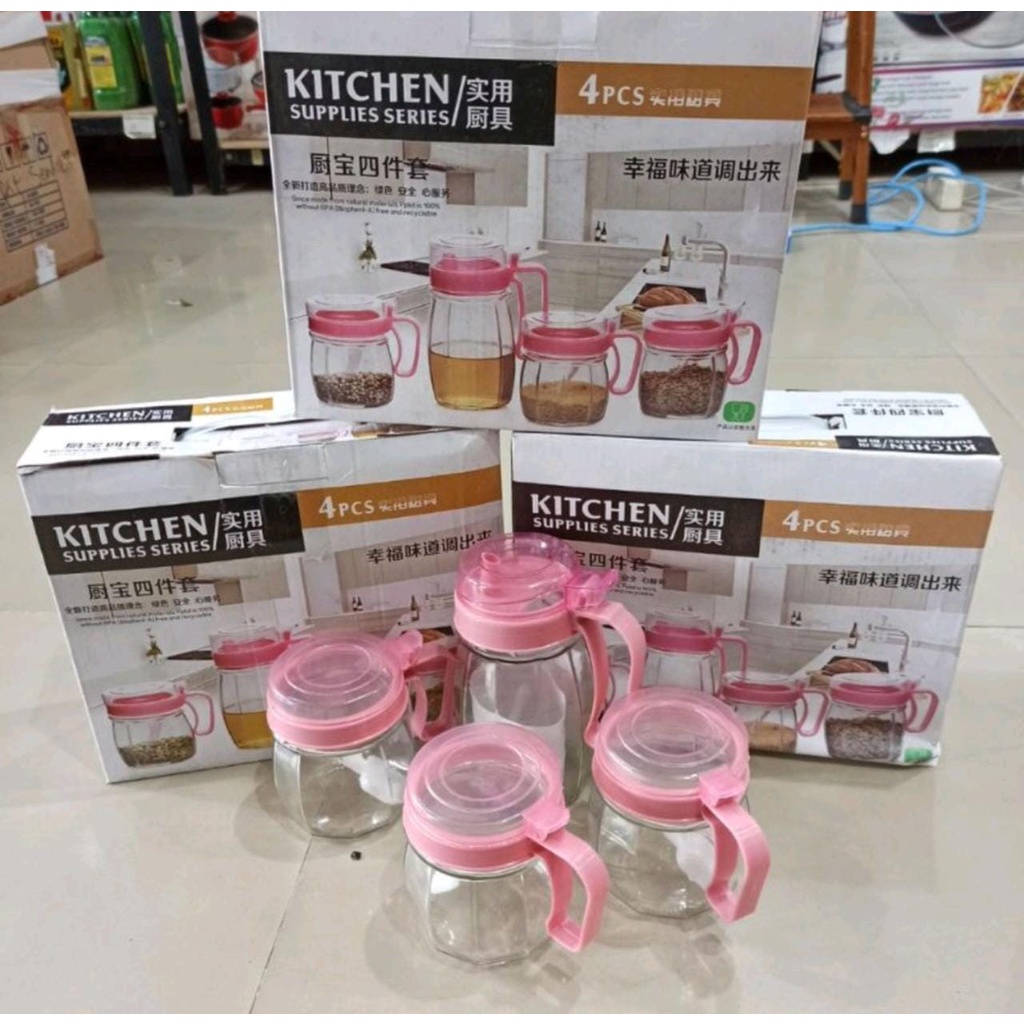 Toples Kaca Kitchen Supplies Series 4 Set Oil Pot