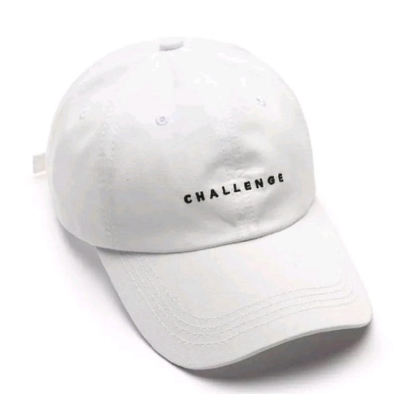 [PART 1] COD Topi Baseball Sport  Bordir / Topi Bucket Polos Pria / Wanita Distro Korea-Challenge Putih