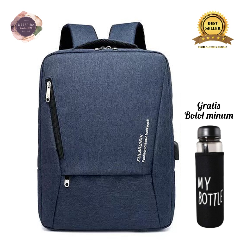 Tas Ransel Backpack Pria Serbaguna Wr044 Untuk Sekolah Kerja Kuliah Free Botol