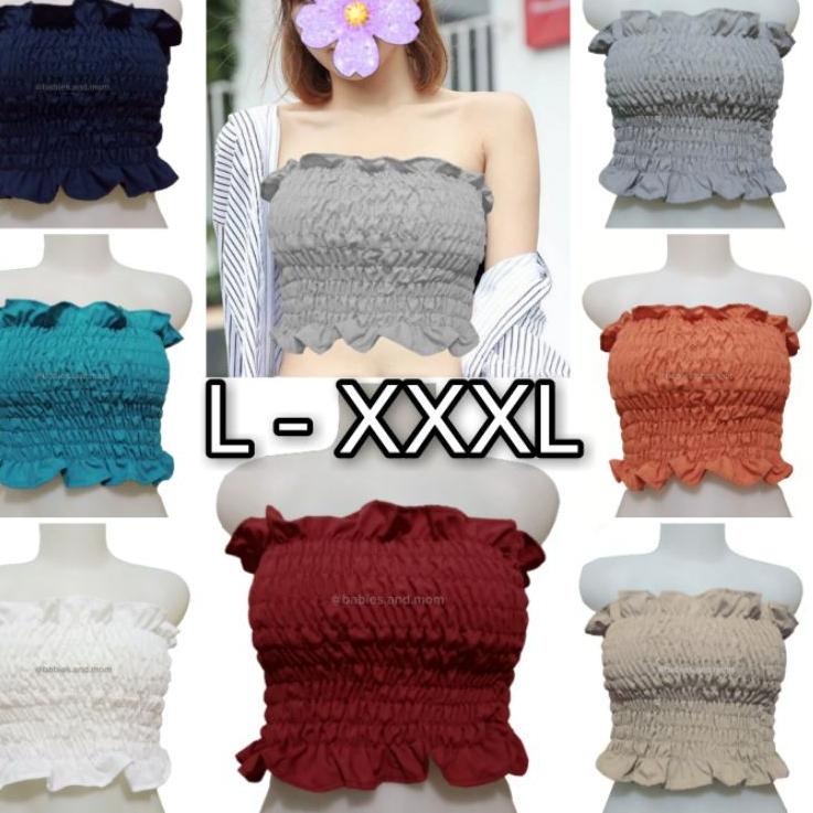 [NPR.16Ja23ᵁ] kemben kerut jumbo bigsize L-XXXL tube top polos croptop wanita kekinian atasan wanita