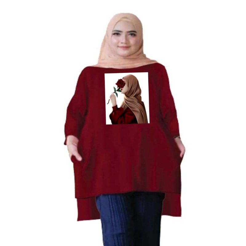 Atasan Baju Tunik Kaos Wanita Oversize LD 130 Cm Terbaru 2023 Viral Gambar DTF Bahan Kaos Babyterry . Atasan Baju Wanita Santai Tunik Wanita Dewasa Cewek Jumbo Kekinian Murah Big Size Mawar